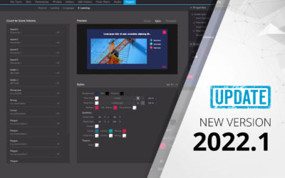Update 2022.1: New E-learning options (customize styles, question list…), Custom VR and Right click menu and more…